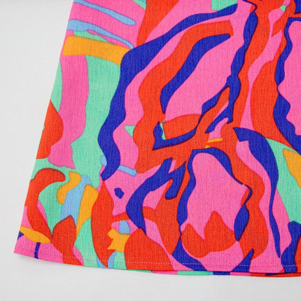 Midi Dress – Fuchsia African Print – Sleeveless V-Neck – Chic Beach Style