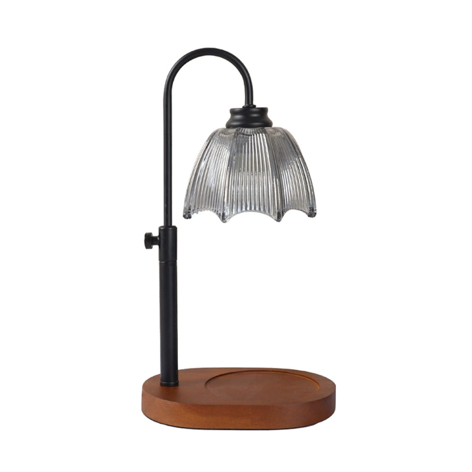 Van Hoef Table Lamp Candle Warmer – Metal & Wood