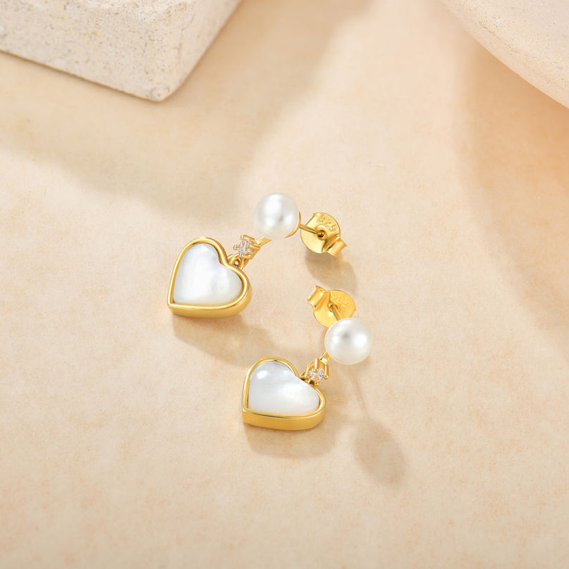 18K Gold Plated 925 Silver Freshwater Pearl Stud Earrings