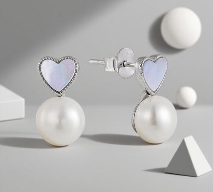 925 Silver Plated Pearl Stud Earrings With Micro Inlay