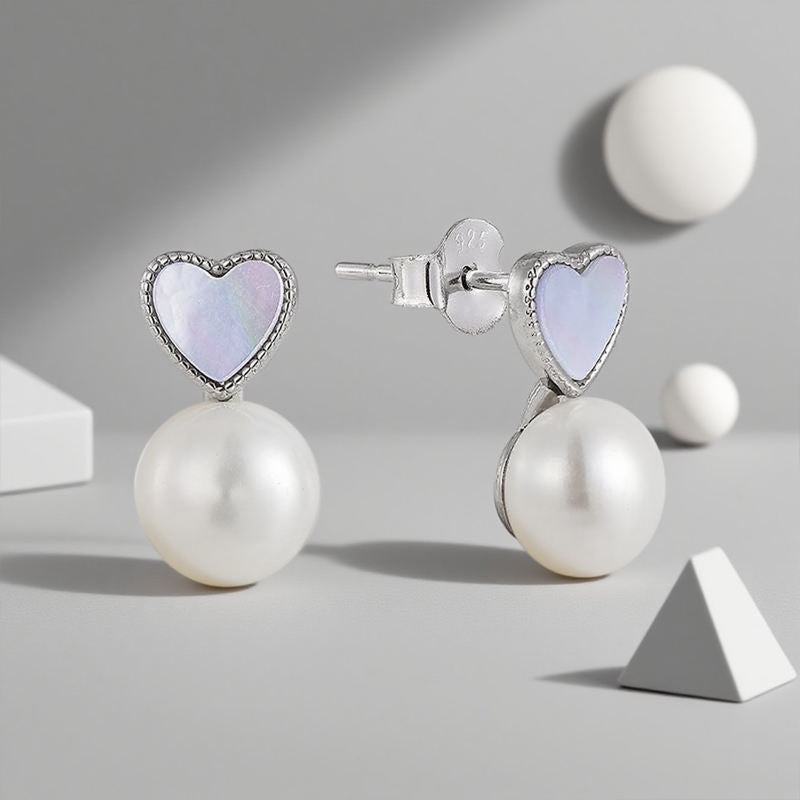 925 Silver Plated Pearl Stud Earrings With Micro Inlay