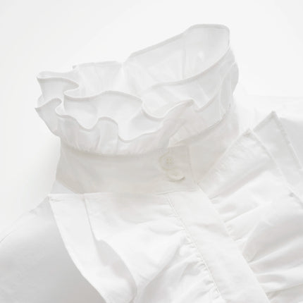 Harper Van Hoef Ruffle Front High-Neck Blouse