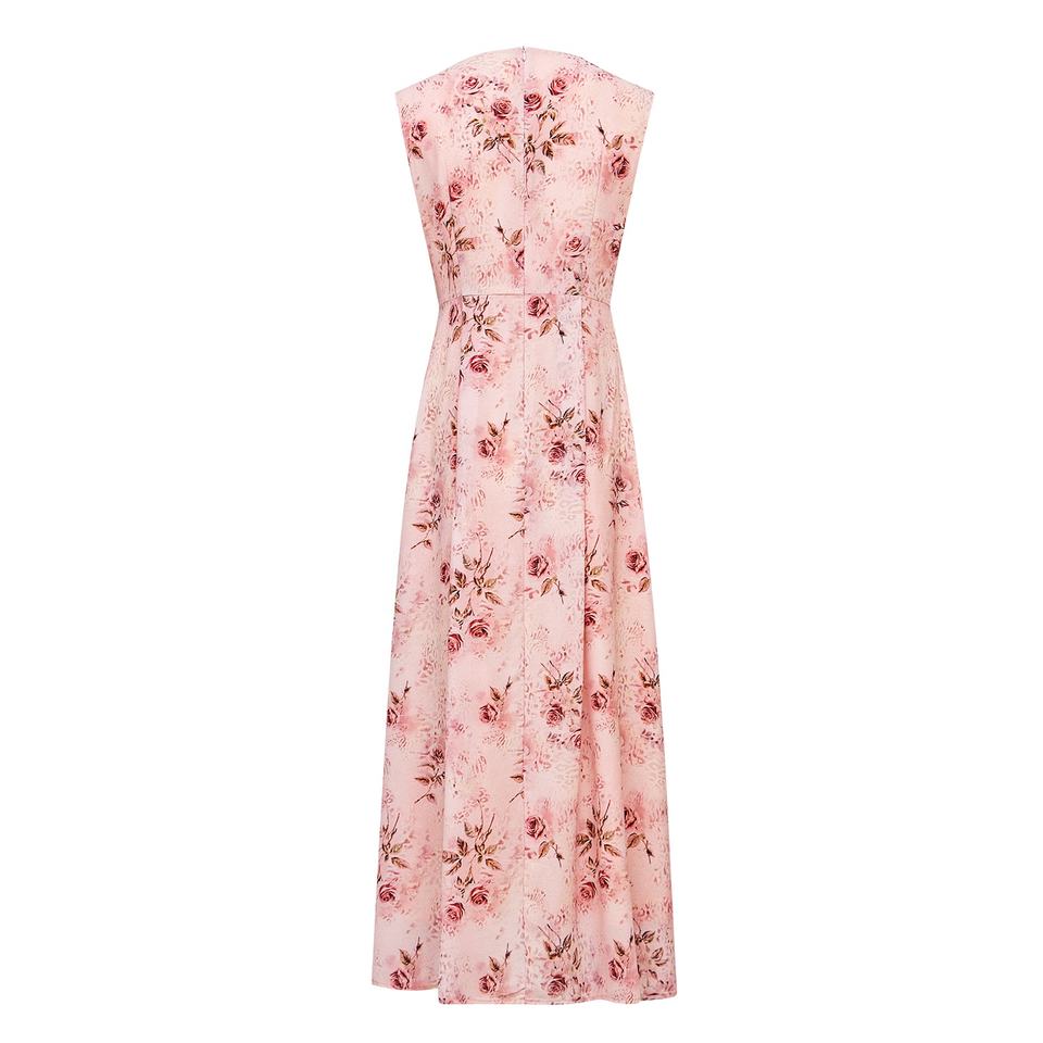 Maxi Dress – Sleeveless V-Neck – Floral Print – Bohemian Evening Style