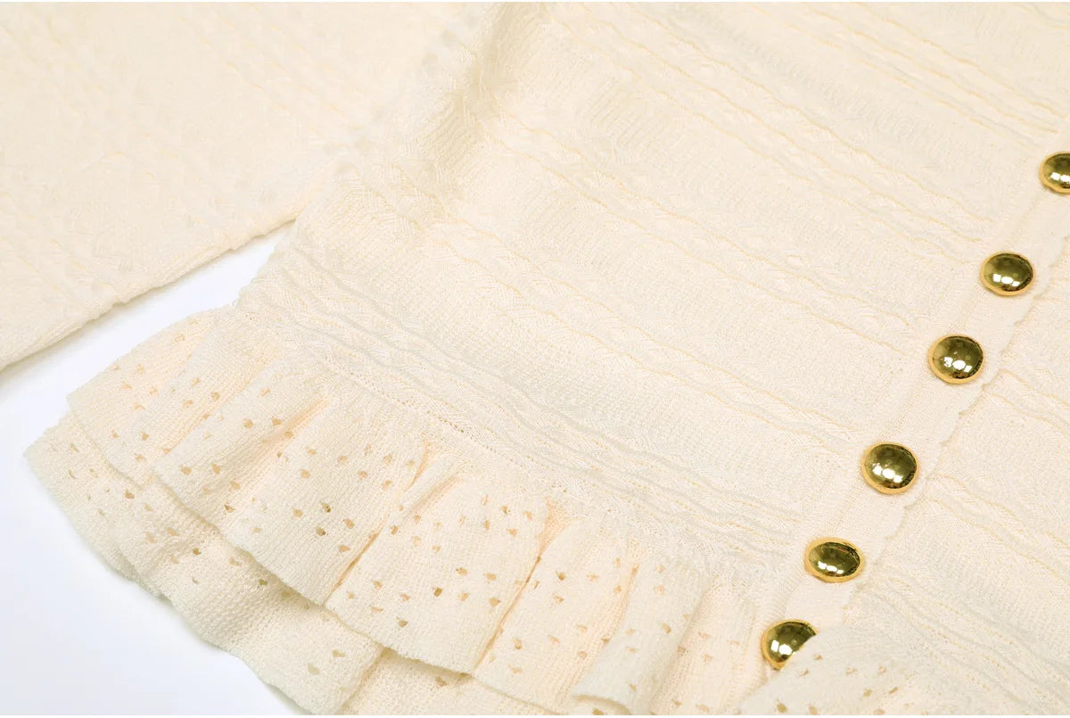Isabella Van Hoef Knit Cardigan And Ruffle Midi Dress Set
