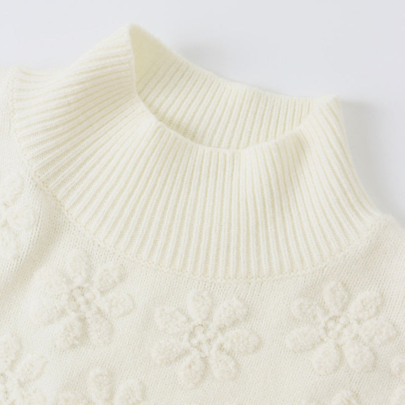 Sweater – Ivory Floral Jacquard – Chunky Knit – Premium Vintage Style