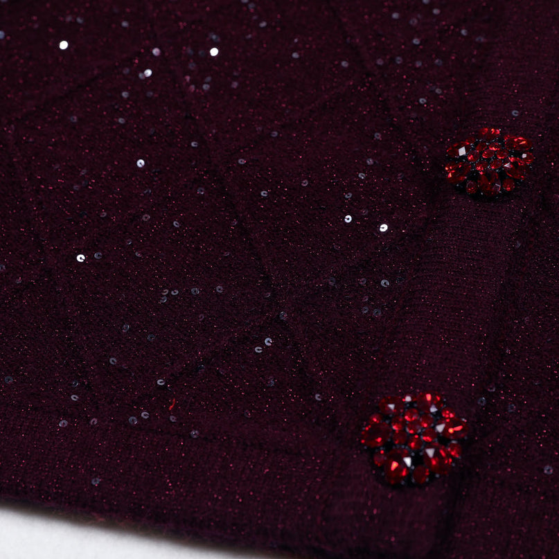 Jasmine Van Hoef Sparkle Knit Cardigan And Mini Skirt Set