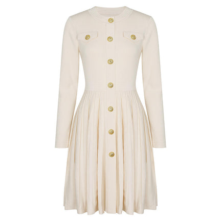 Naomi Van Hoef Button-Front Pleated Mini Dress