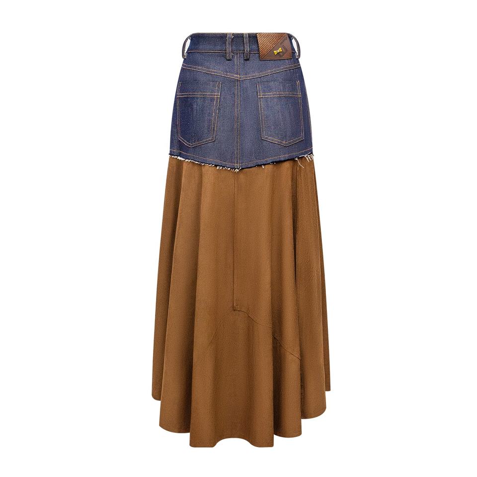 Maxi Skirt – Denim Patchwork – High Waist – Bohemian Streetwear Style