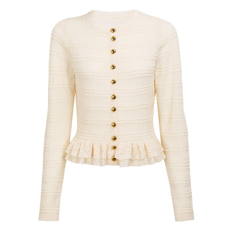 Isabella Van Hoef Knit Cardigan And Ruffle Midi Dress Set