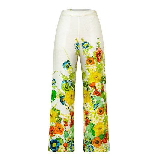 Wide Leg Pants – High Waisted Fit – Loose Summer Style – Trendy Print