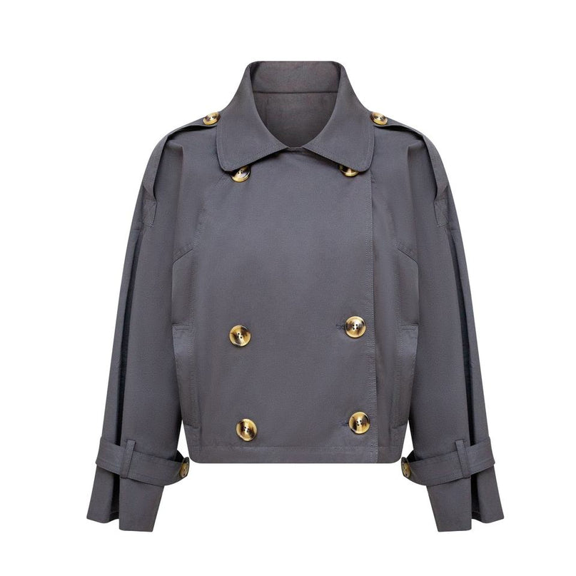 Trench Jacket – Double Breasted – Belted Short Design – Luxury Winter Style