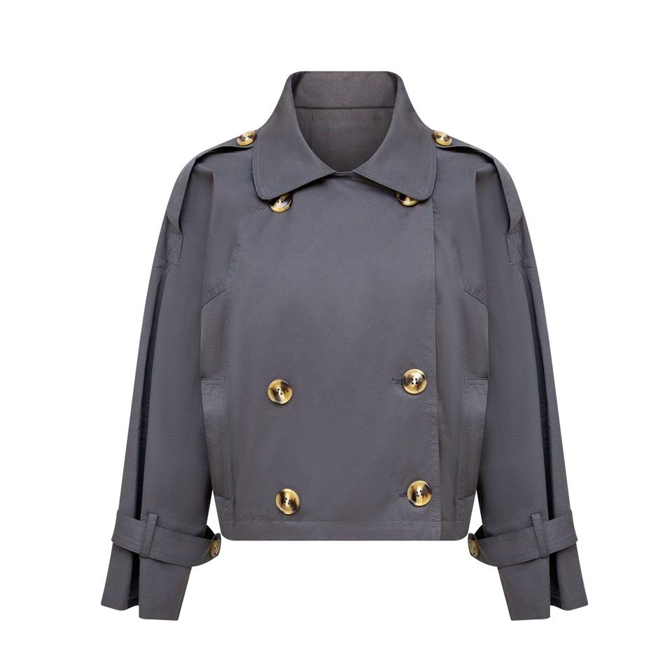 Trench Jacket – Double Breasted – Belted Short Design – Luxury Winter Style