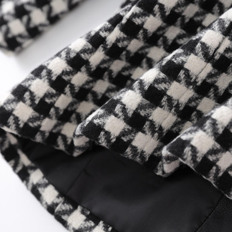 Olivia Van Hoef Houndstooth Double-Breasted Blazer