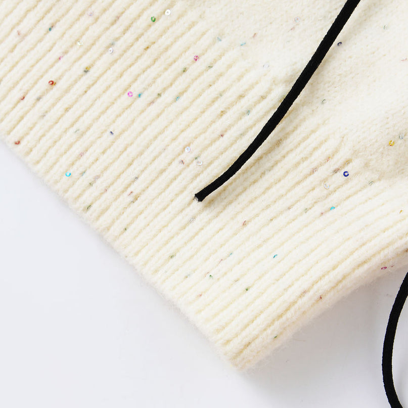 Knit Pullover – Polka Dot Pattern – Round Neckline – Vintage Fall Style