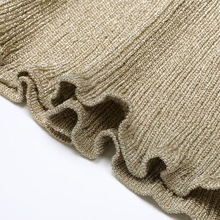 Nora Van Hoef Shimmer Knit Cardigan And Flared Mini Skirt Set