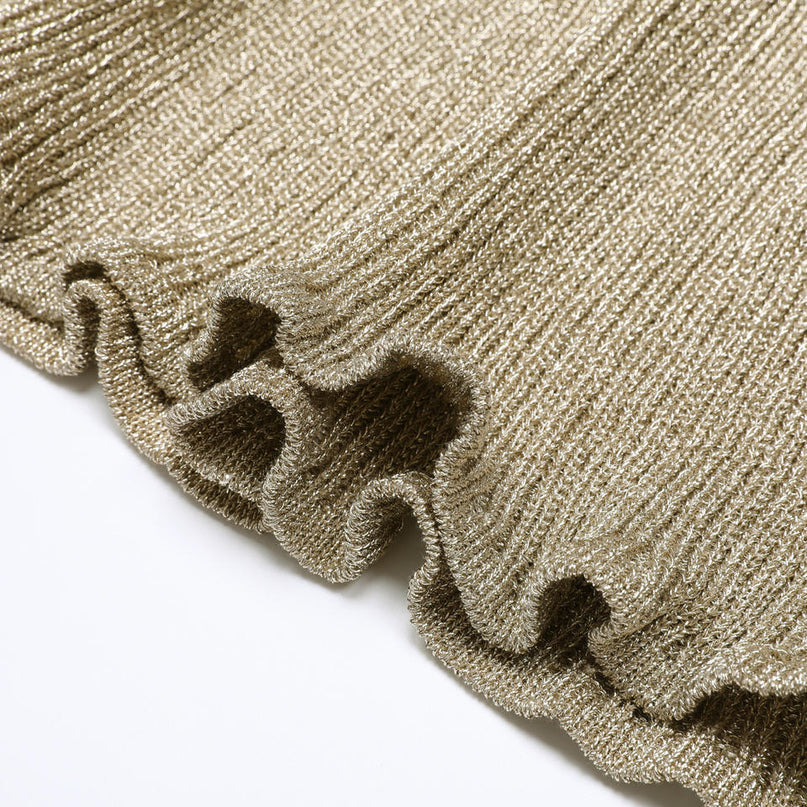 Nora Van Hoef Shimmer Knit Cardigan And Flared Mini Skirt Set