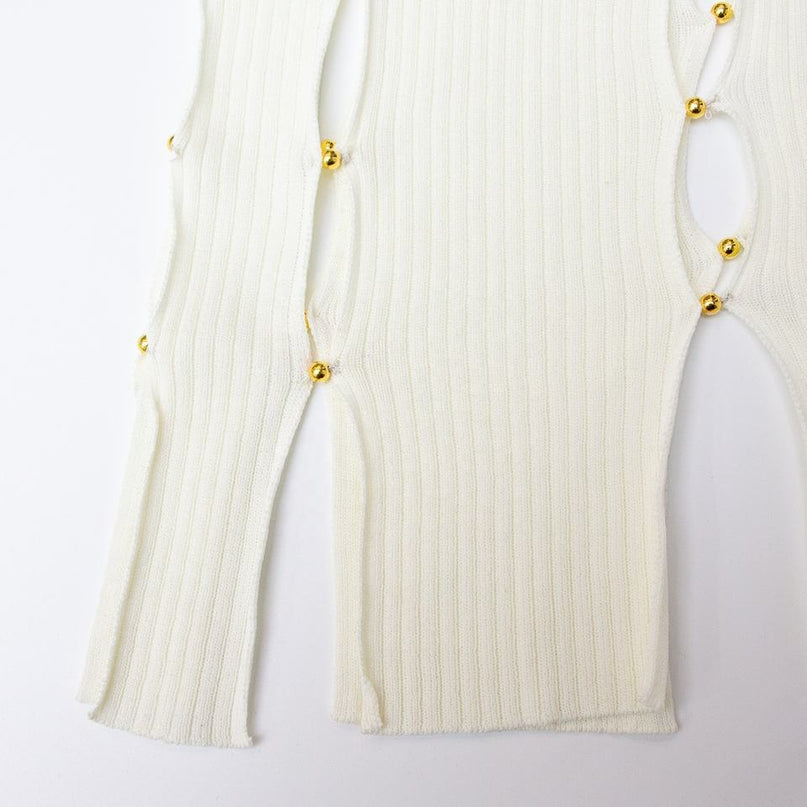 Sweater Dress – Sleeveless Bodycon – Cutout Detail – Luxury Designer Style