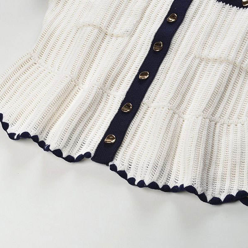 Tessa Van Hoef Contrast-Trim Knit Peplum Top