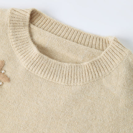 Pullover Sweater – Wool Blend – Embroidery Detail – Vintage Elegant Style