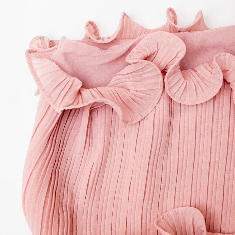 Midi Dress – One Shoulder Design – Pleated Ruffle Style – Chic Elegance