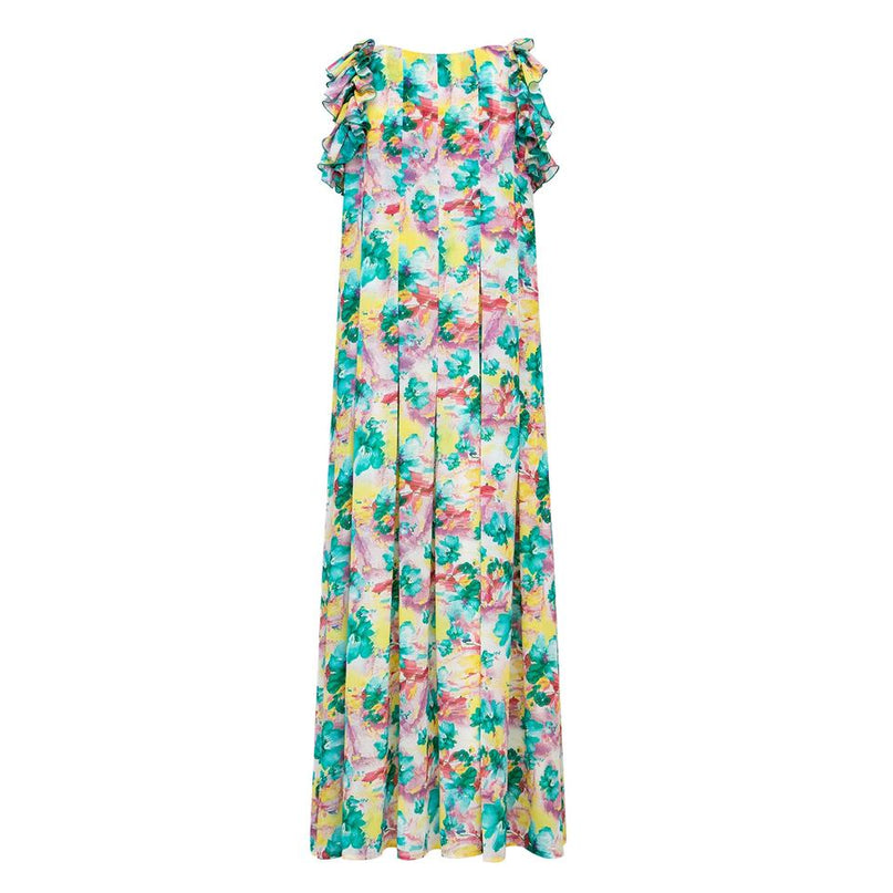 Maxi Dress – Floral Print – Ruffle Sleeve – Bohemian Chic Style