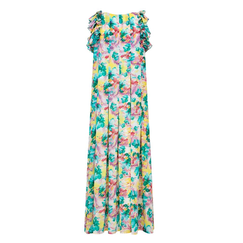 Maxi Dress – Floral Print – Ruffle Sleeve – Bohemian Chic Style