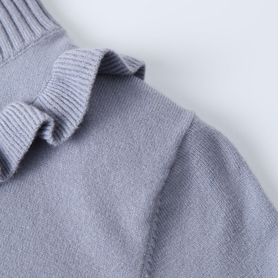 Pullover Sweater – Mock Neck – Ruffle Trim – Elegant Everyday Style