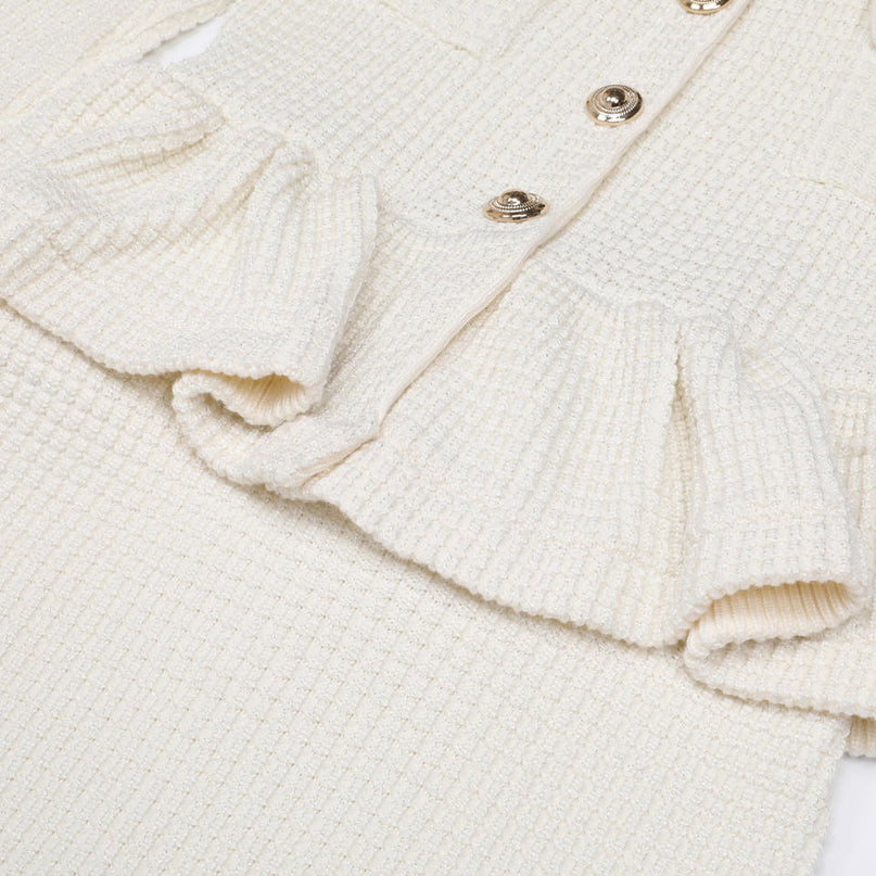 Elodie Van Hoef Ribbed Peplum Midi Dress