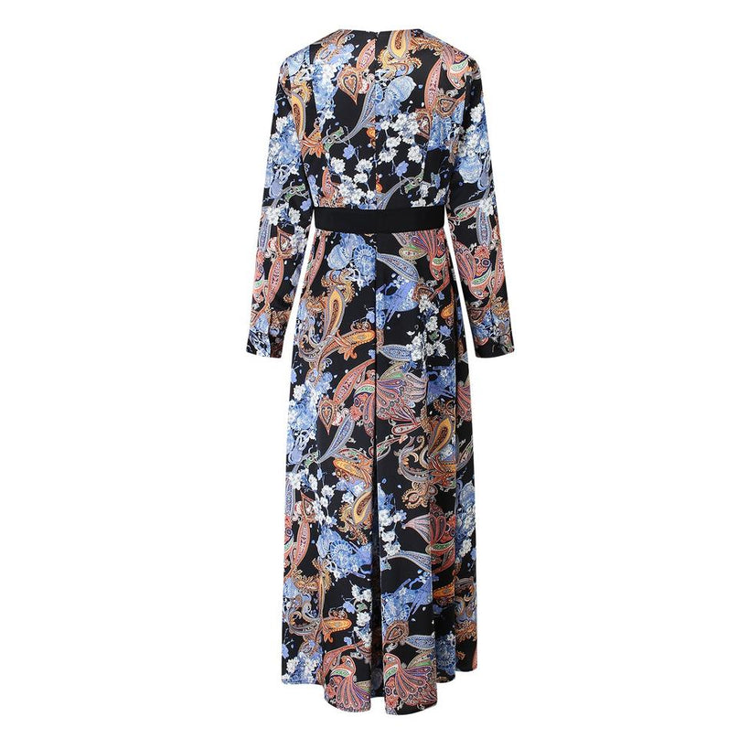 Shirt Dress – Floral Graphic Print – Round Neckline – Vintage Inspired Style