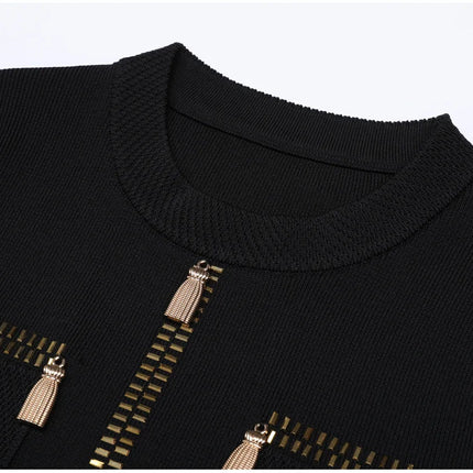 Roxanne Van Hoef Zip-Detail Knit Jacket And Wide-Leg Pants Set