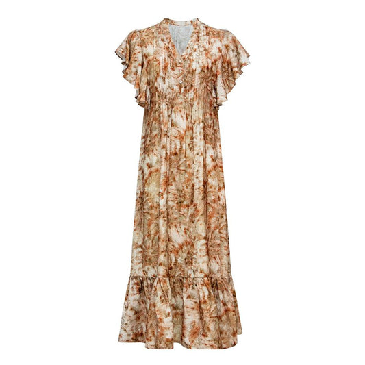 Maxi Dress – Floral Print – Ruffle Sleeve – Bohemian Dinner Style