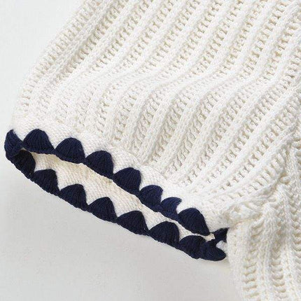 Tessa Van Hoef Contrast-Trim Knit Peplum Top