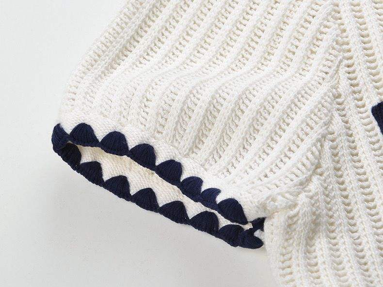 Tessa Van Hoef Contrast-Trim Knit Peplum Top