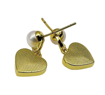 Van Hoef - AAAA Pearl Heart Earrings 18K Gold Plated Elegant Jewelry