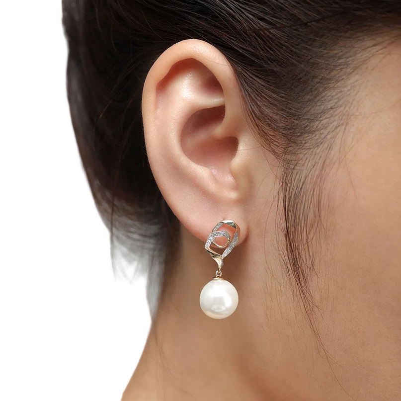 18K Solid Gold AAAAA Freshwater Pearl Stud Earrings