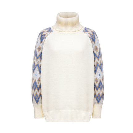 Roll Neck Sweater – Nordic Jacquard Knit – Paisley Pattern – Vintage Style