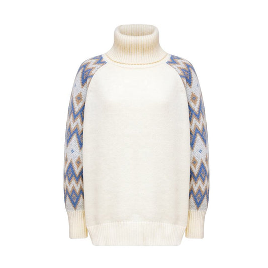 Roll Neck Sweater – Nordic Jacquard Knit – Paisley Pattern – Vintage Style