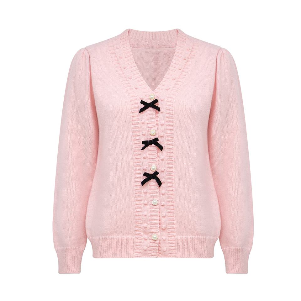 Knit Cardigan – Pearl Button Design – V-Neck – Vintage Feminine Style