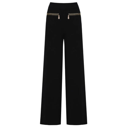 Roxanne Van Hoef Zip-Detail Knit Jacket And Wide-Leg Pants Set