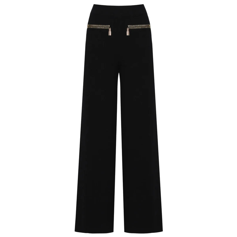 Roxanne Van Hoef Zip-Detail Knit Jacket And Wide-Leg Pants Set
