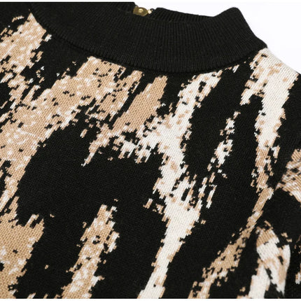 Selene Van Hoef Abstract Leopard Knit Midi Dress