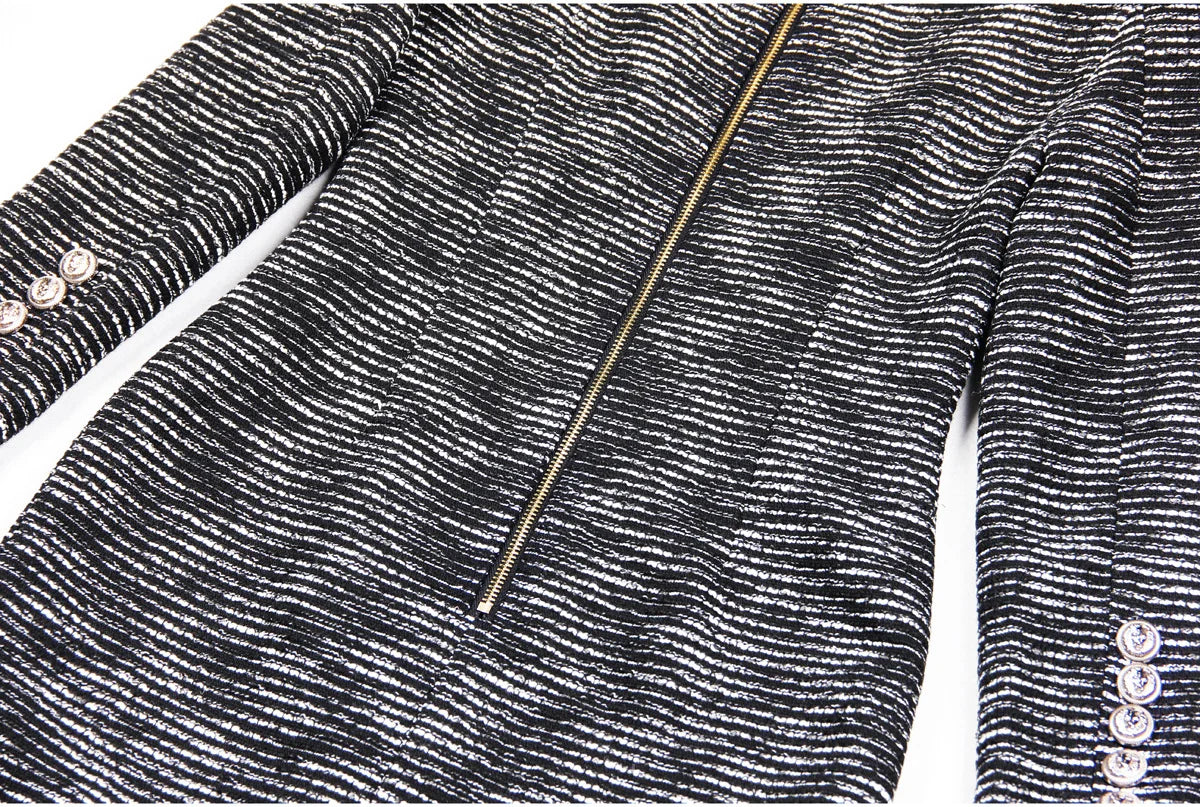 Lena Van Hoef Fringe Hem Tweed Mini Dress