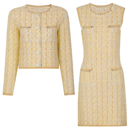 Serena Van Hoef Tweed Jacket And Sleeveless Mini Dress Set