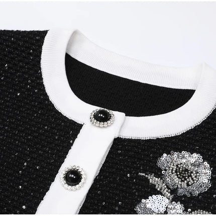 Sophia Van Hoef Embellished Cardigan And Midi Skirt Set