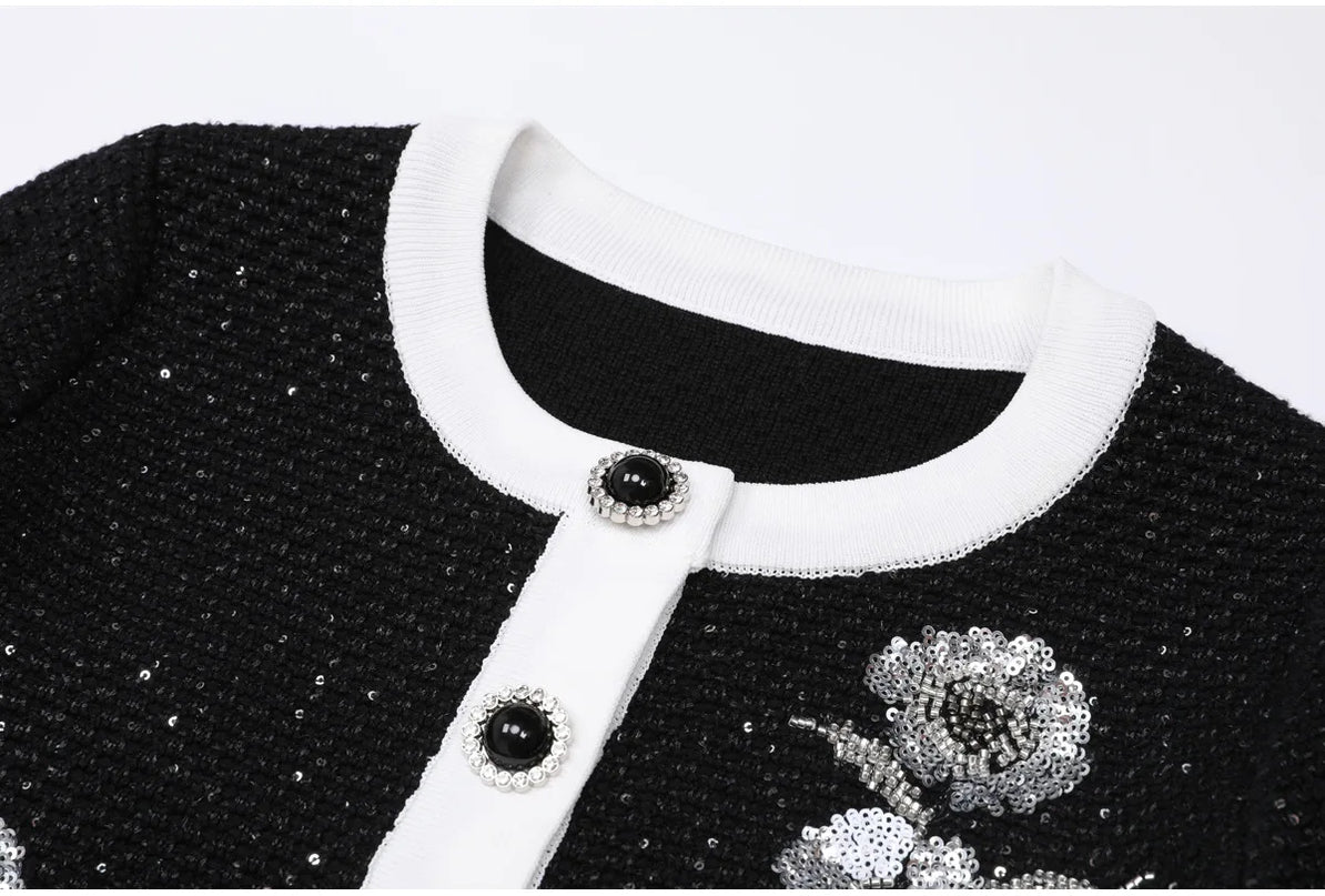 Sophia Van Hoef Embellished Cardigan And Midi Skirt Set