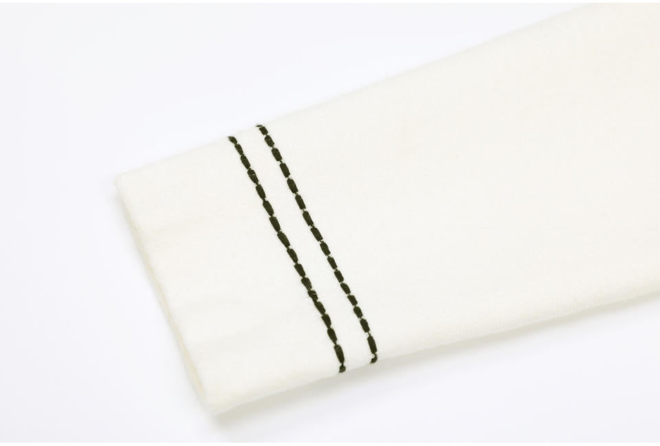 Amara Van Hoef Contrast-Stitch Button Cardigan