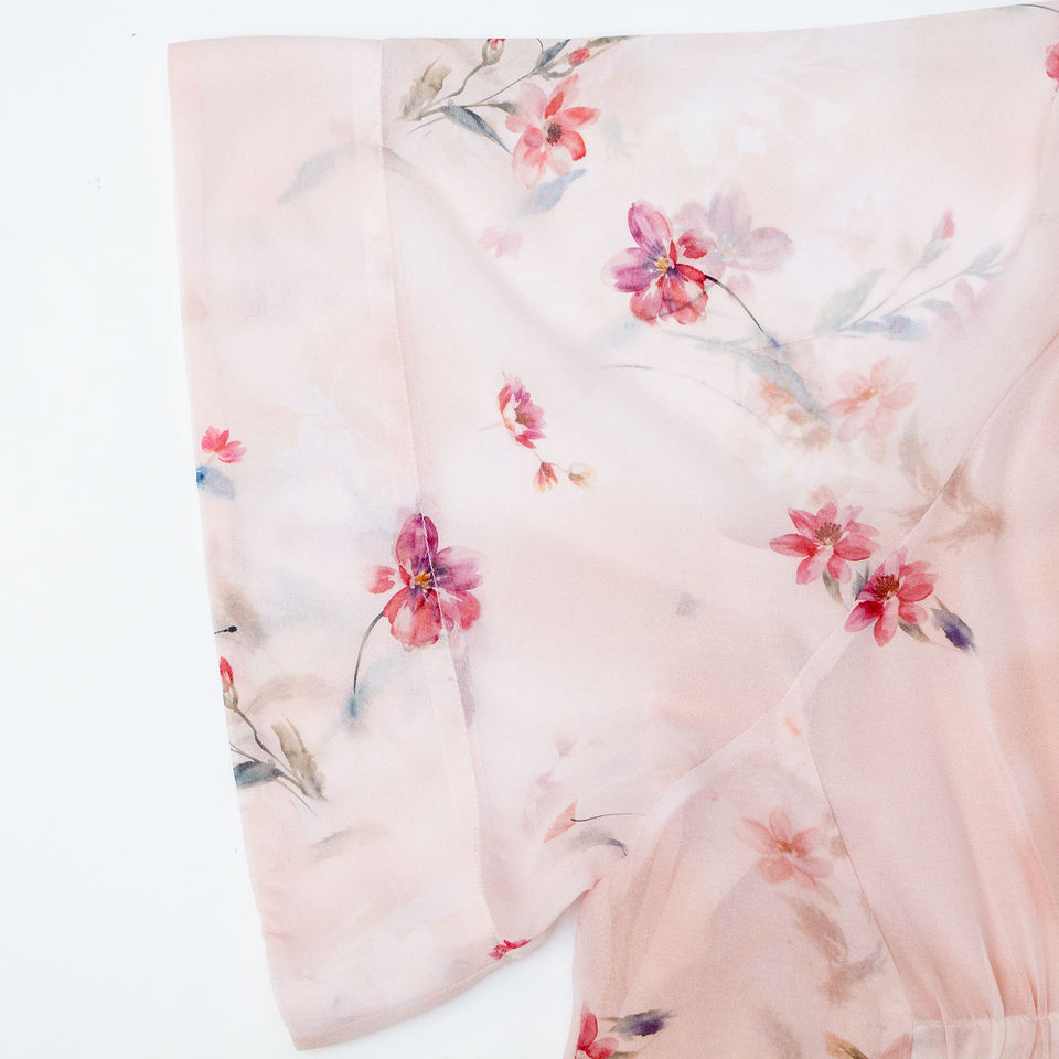 Maxi Dress – Floral Chiffon Print – O-Neck – Haute Couture Evening Style