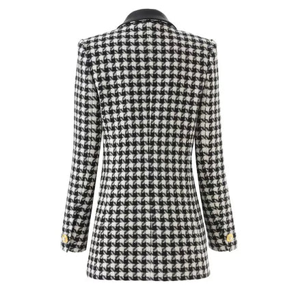 Olivia Van Hoef Houndstooth Double-Breasted Blazer