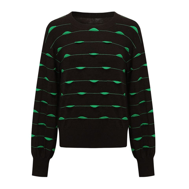 Pullover Sweater – Glow in the Dark – Green Glitter Knit – Casual Chic Style