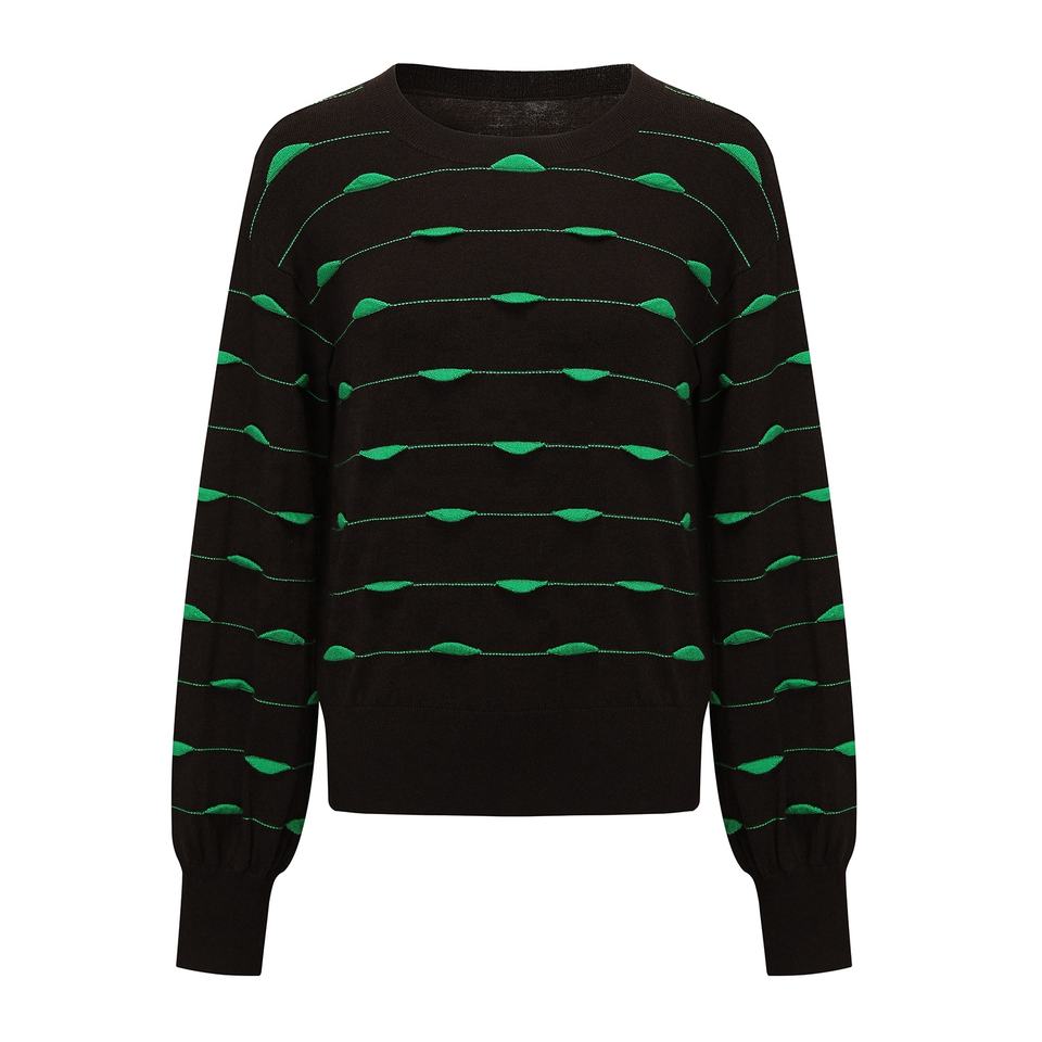 Pullover Sweater – Glow in the Dark – Green Glitter Knit – Casual Chic Style